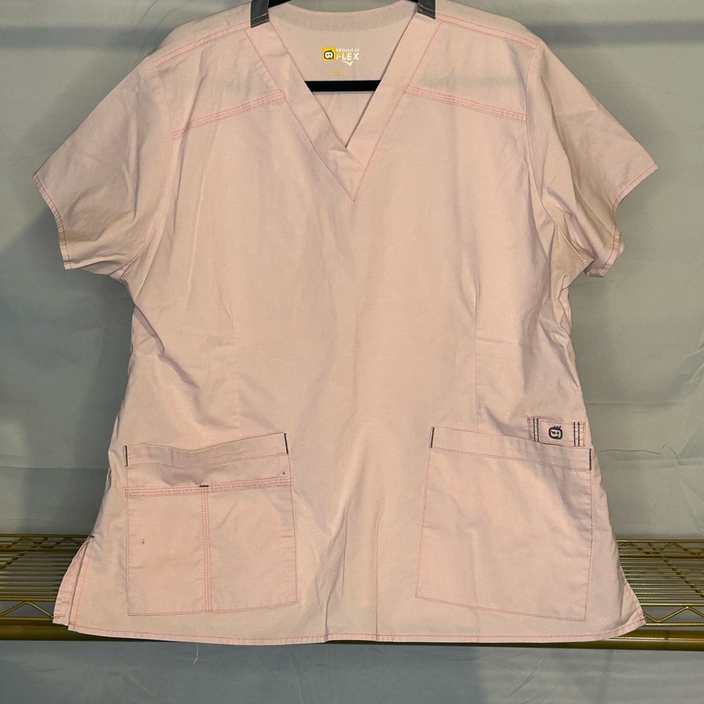 Wonder Flex Pink Scrub Top